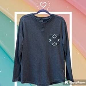 Volcom Dark Gray Long Sleeve Henley 2 Botton Shirt Size Medium